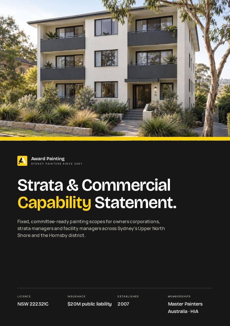 Cover of the Award Painting strata and commercial capability statement