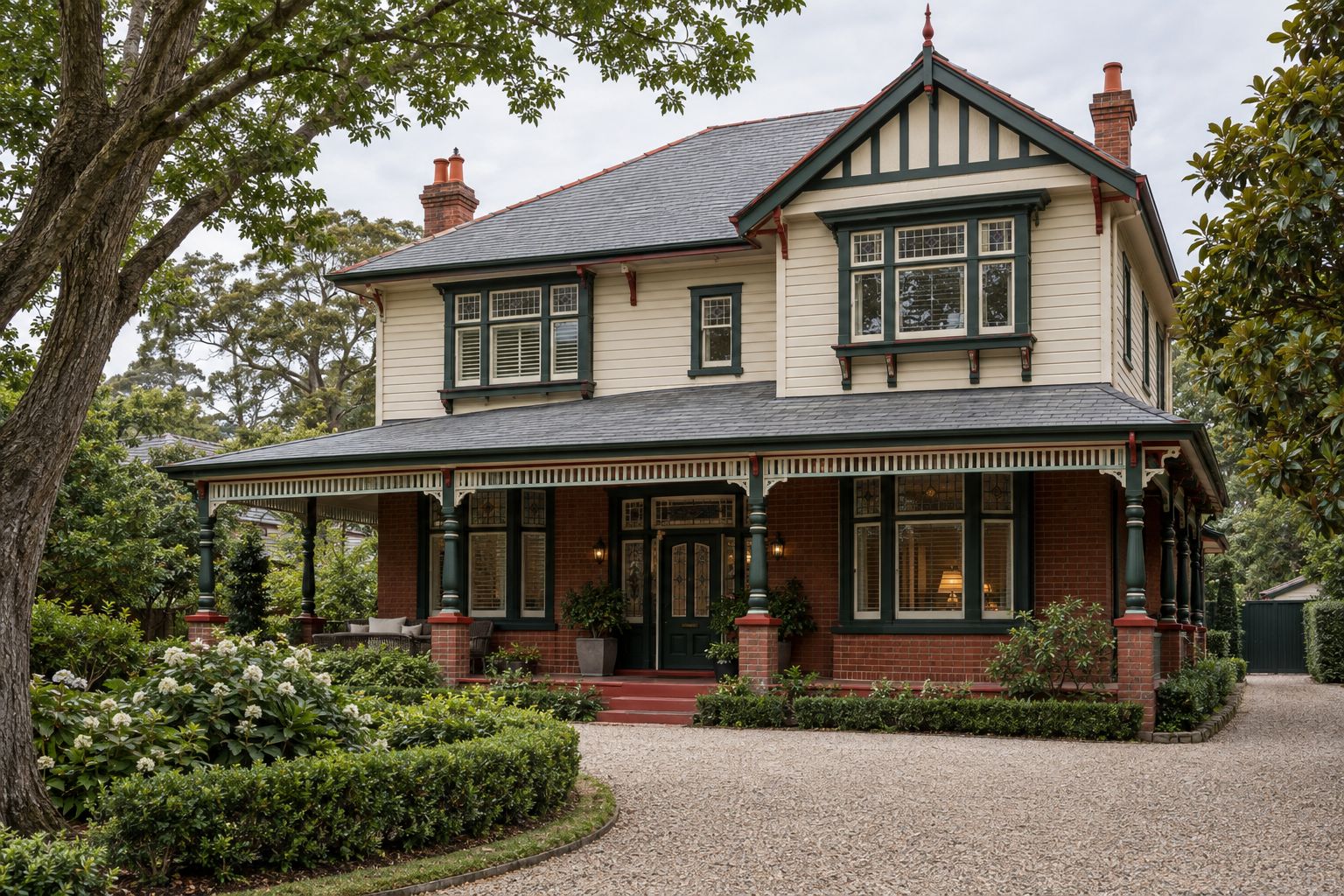 Heritage Federation verandah with restored timber fretwork