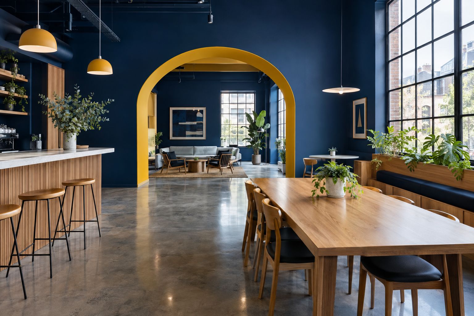 Commercial interior painting in a modern café